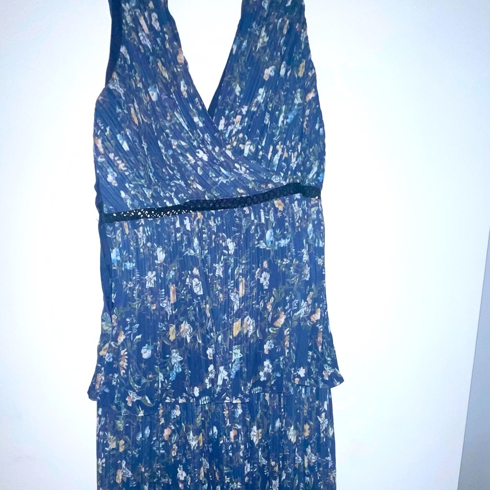 Blue floral print maxi dress